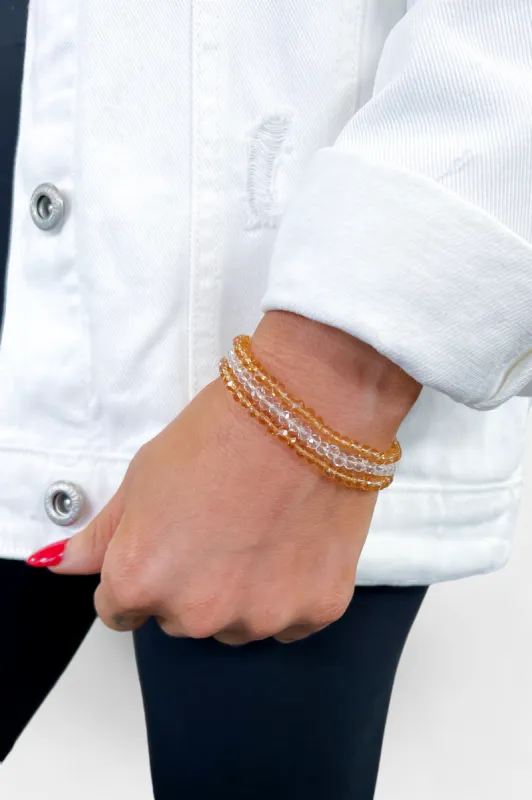 Yellow Faceted Beaded Stretch Bracelets sold by ZZs