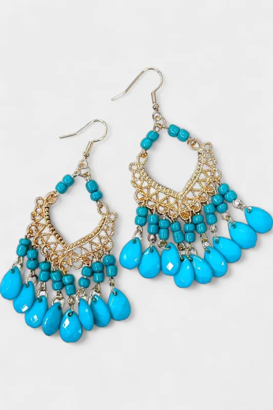 Turquoise Teardrop Stone Earrings sold by ZZs