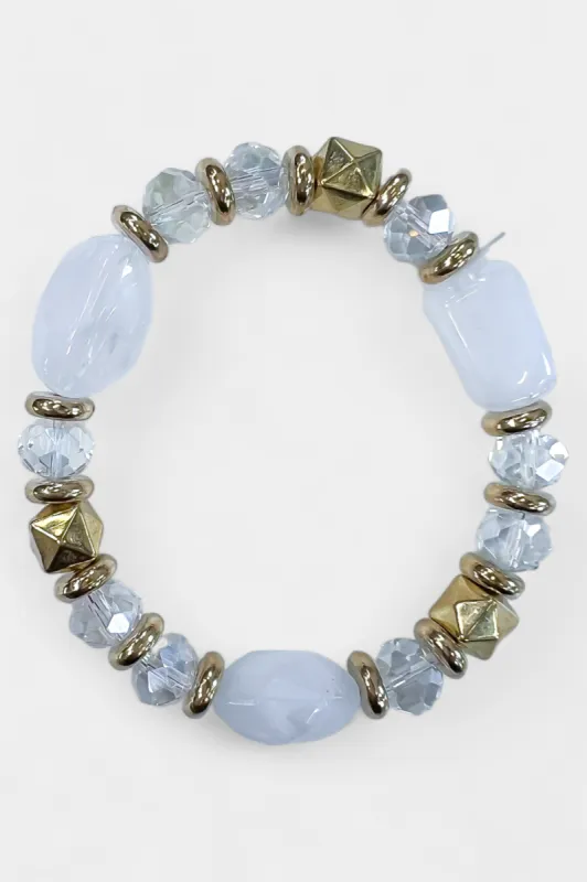 White Beaded Stretch Bracelet sold by ZZs