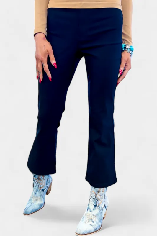 Black Hyperstretch Cropped Flare Pants sold by ZZs