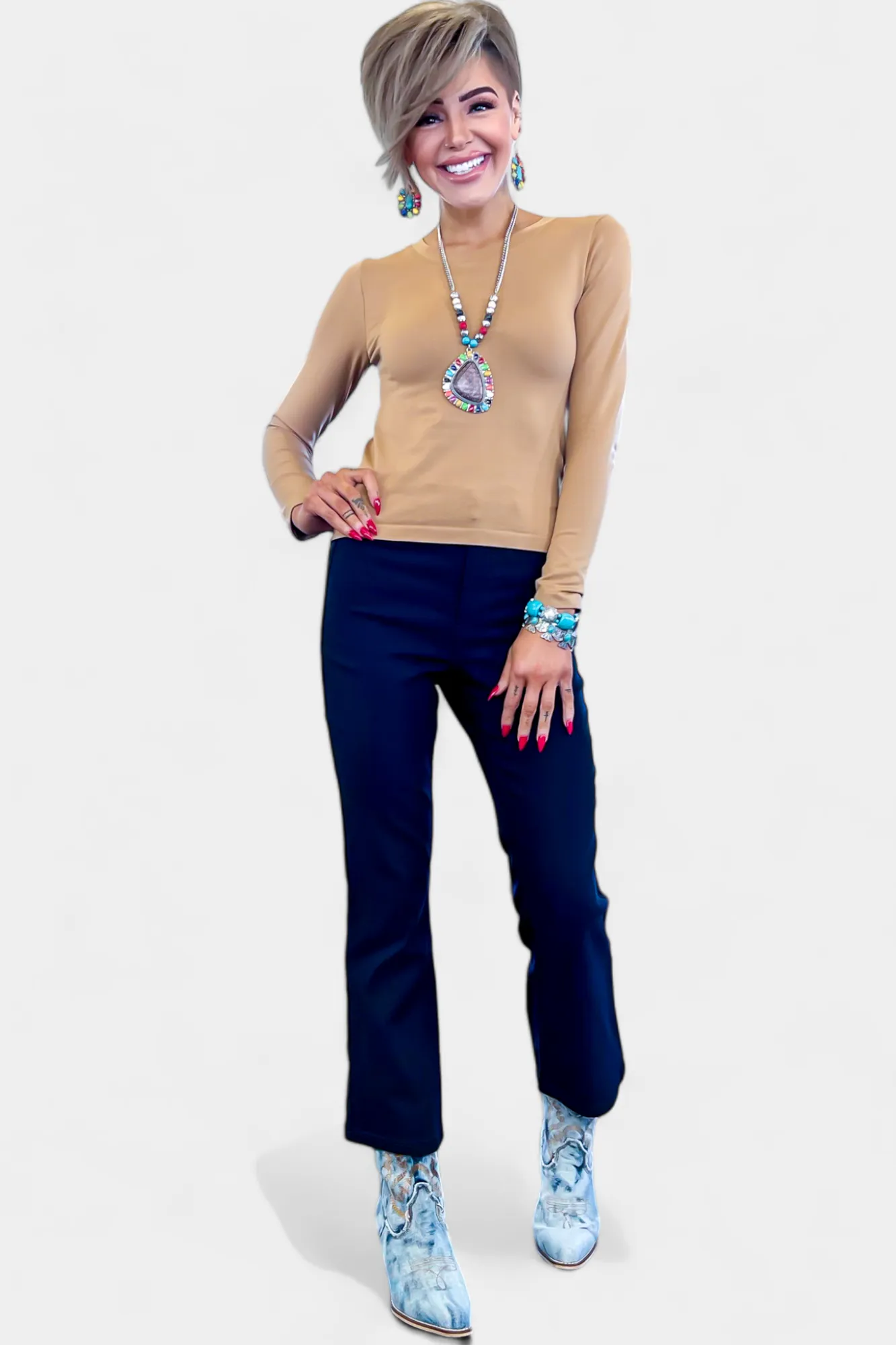 Black Hyperstretch Cropped Flare Pants sold by ZZs product image thumbnail 3