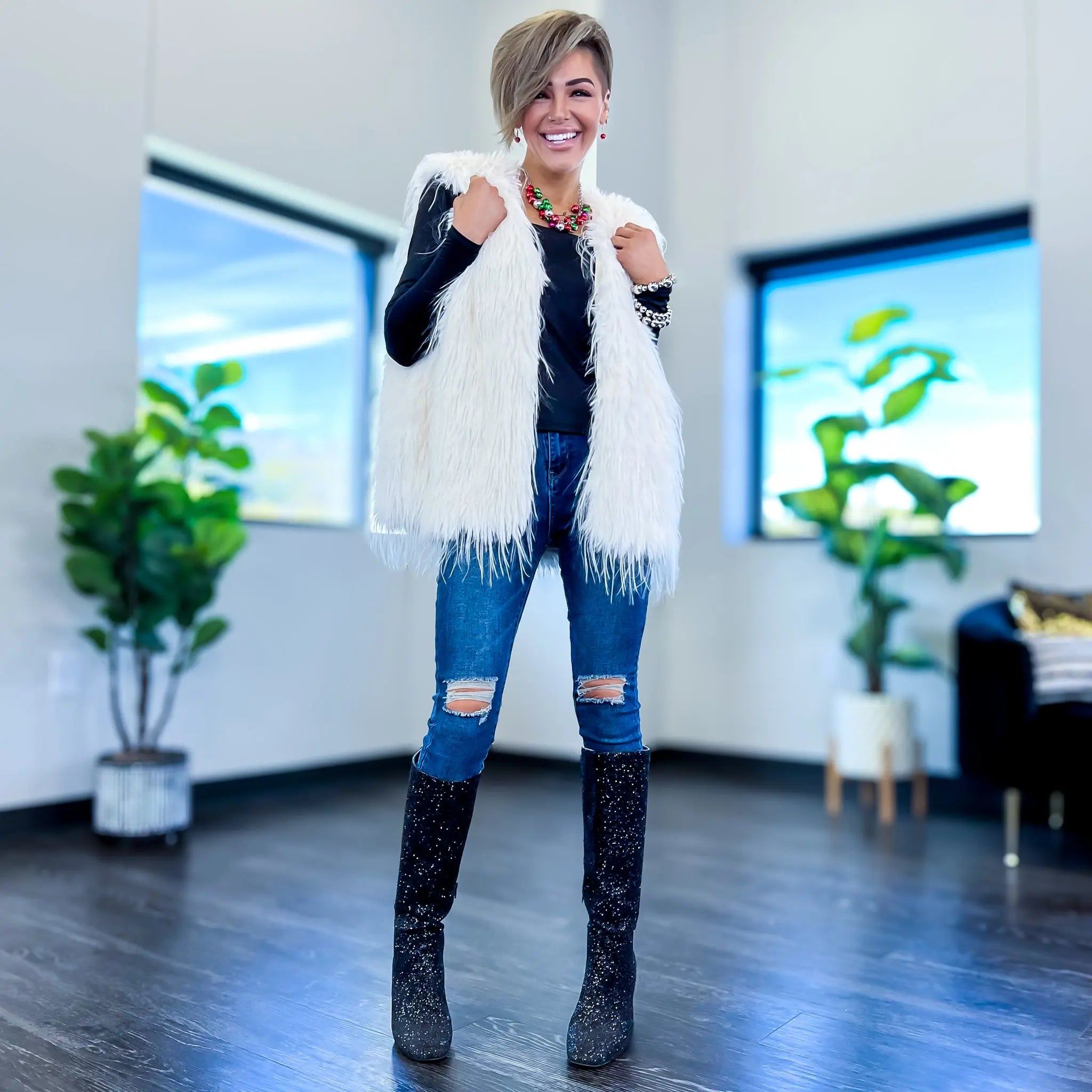 Ivory Faux Fur Vest sold by ZZs product image thumbnail 2
