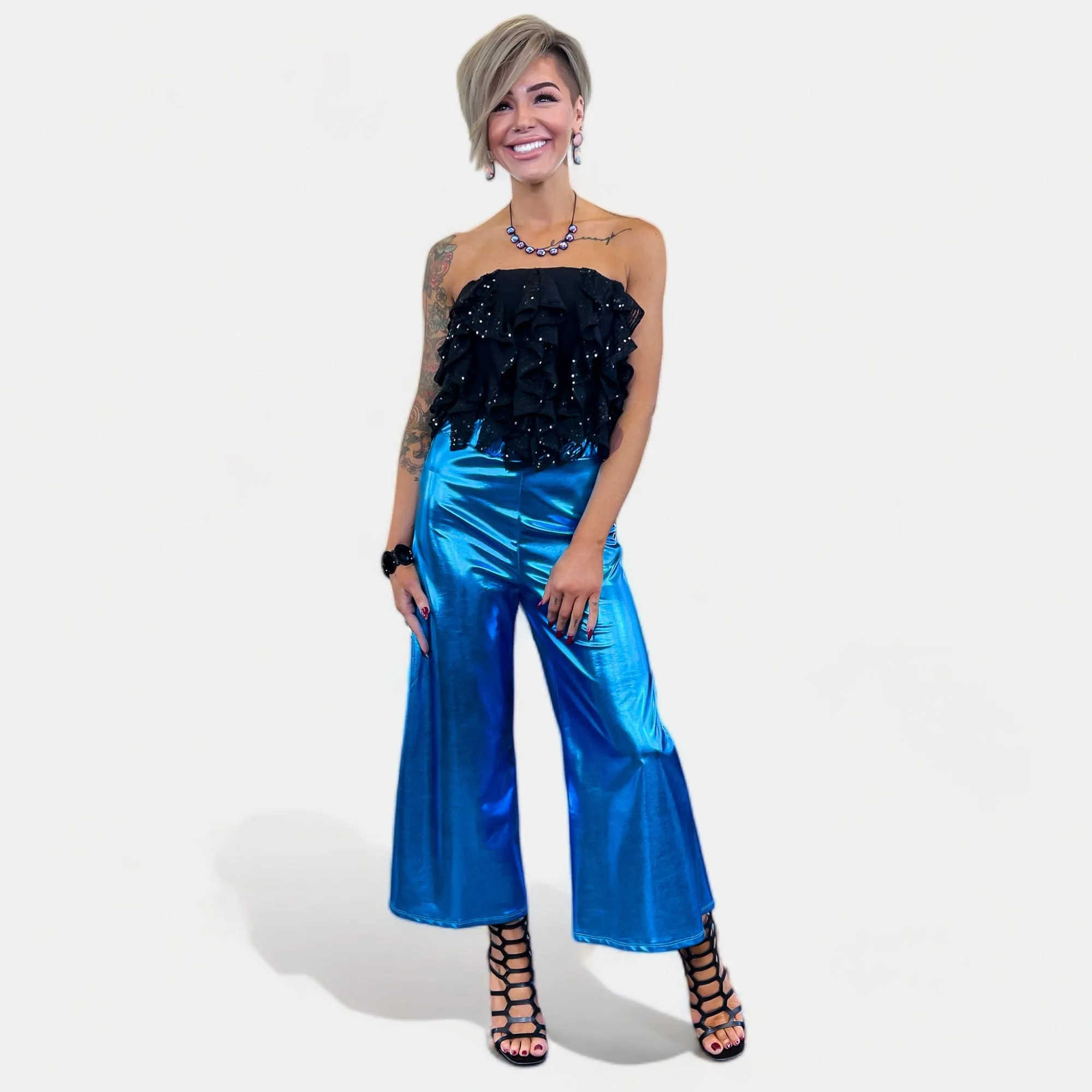 Black Strapless Sequin Ruffle Top sold by ZZs product image thumbnail 4