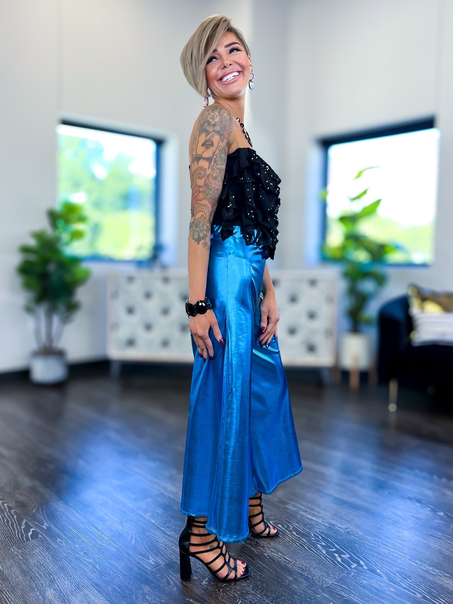 Black Strapless Sequin Ruffle Top sold by ZZs product image thumbnail 5