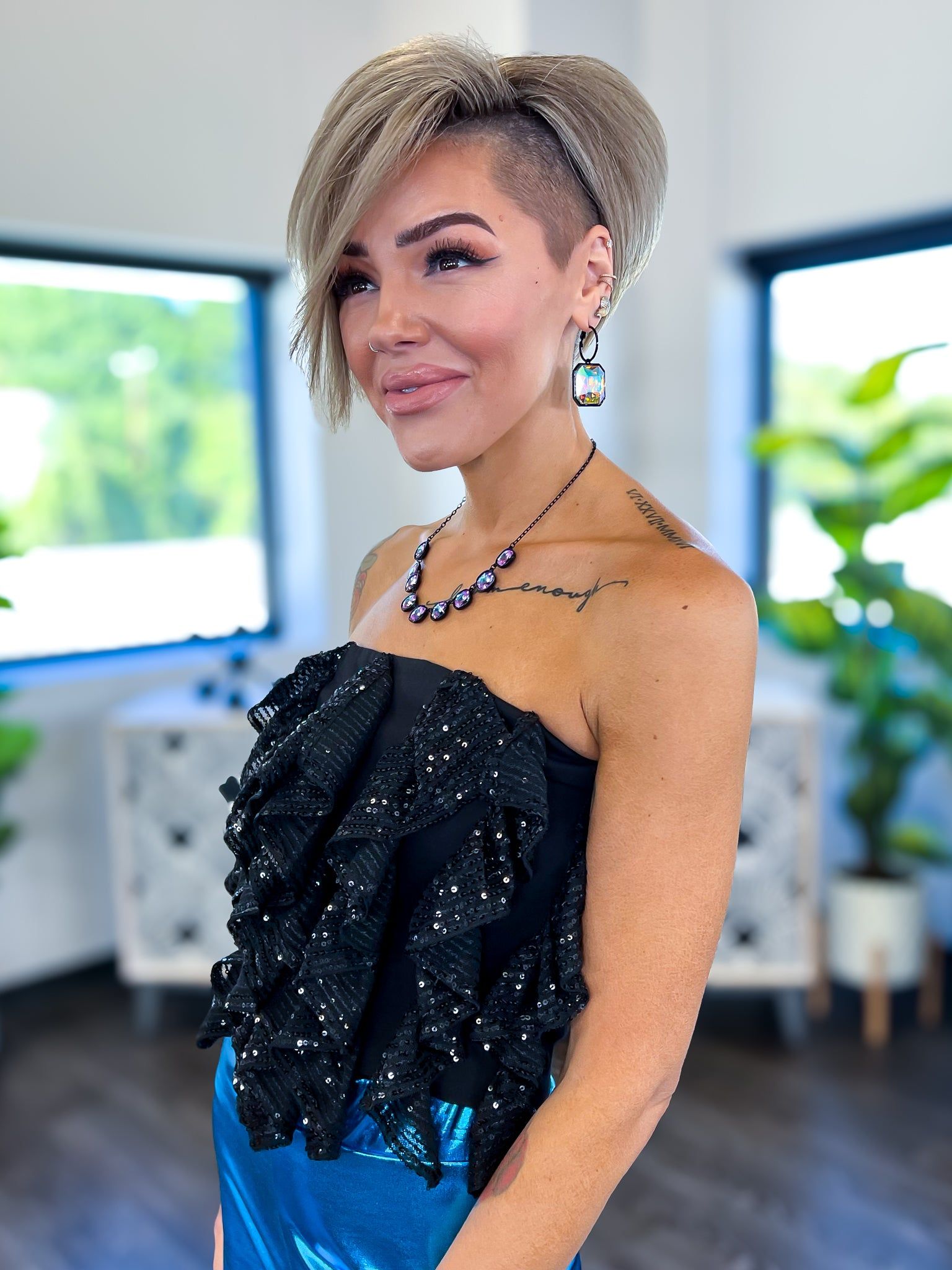 Black Strapless Sequin Ruffle Top sold by ZZs product image thumbnail 4