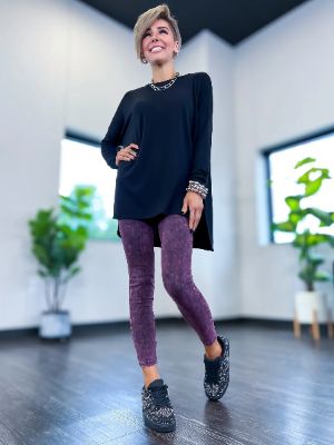 Burgundy Mineral Wash Leggings sold by ZZs