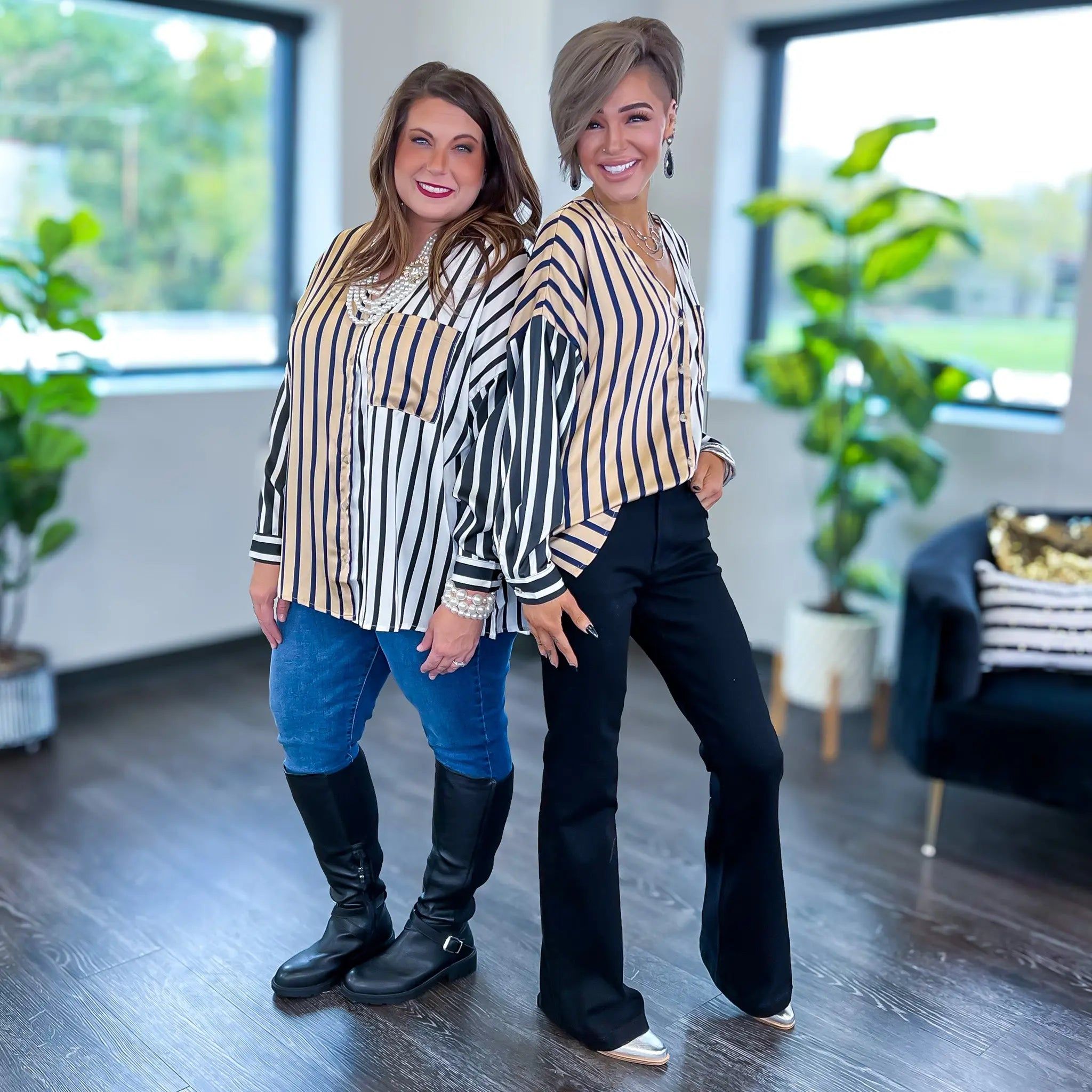 V-Neck Striped Top sold by ZZs