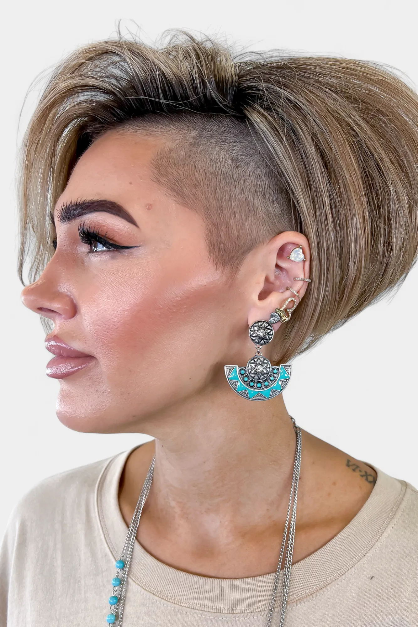 Turquoise Western Fan Earrings sold by ZZs