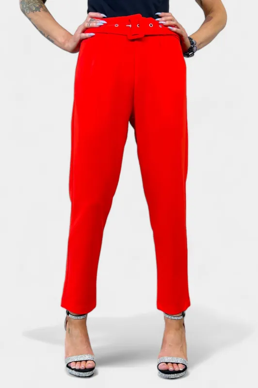 Red Belted Stretch Pants sold by ZZs