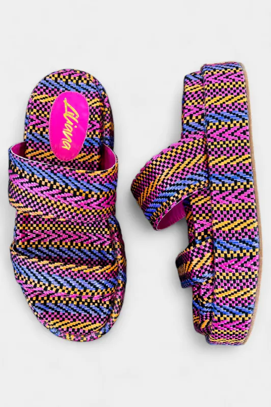 Fuchsia Jute Platform Sandals sold by ZZs