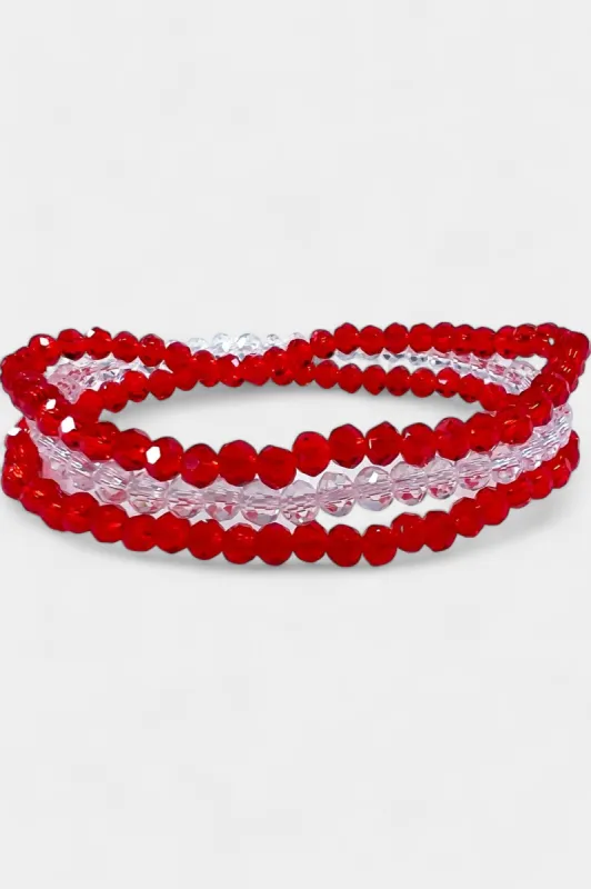 Red Faceted Beaded Stretch Bracelets sold by ZZs