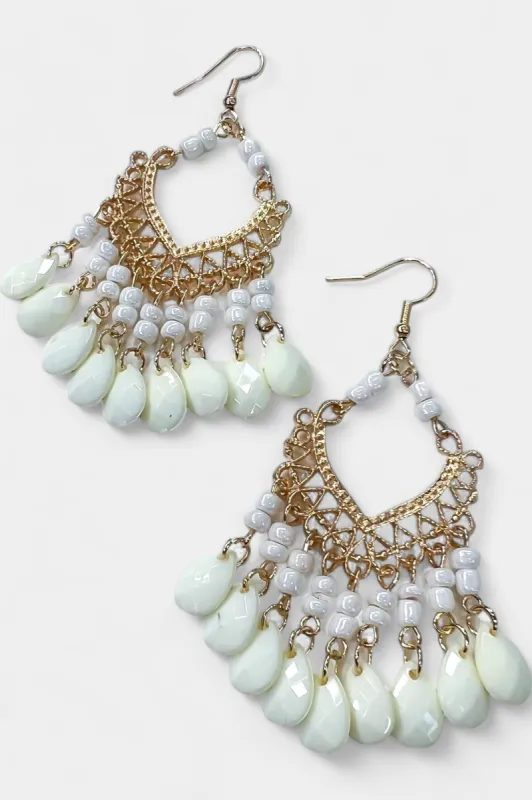 White Teardrop Stone Earrings sold by ZZs