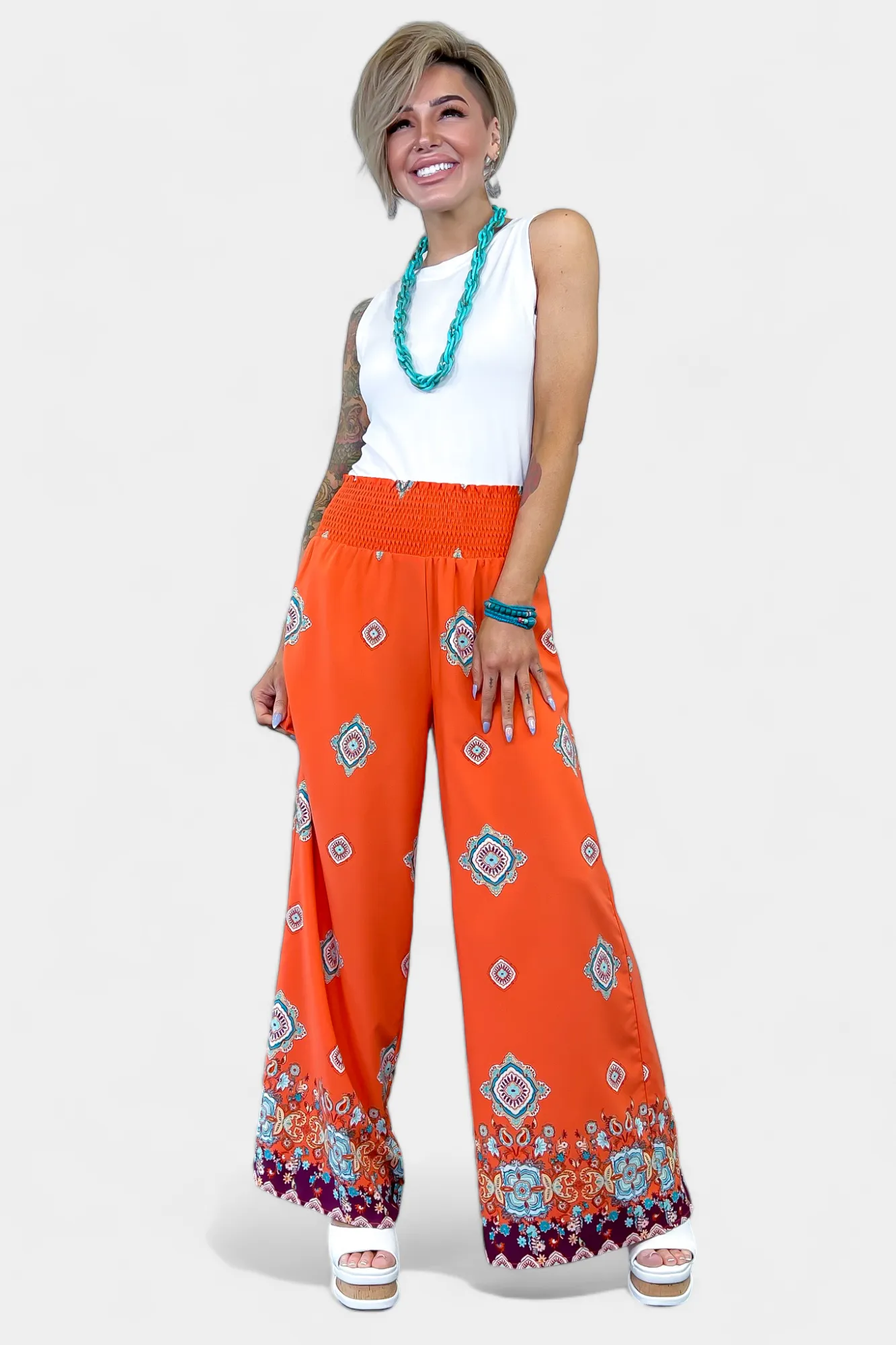 Orange Wide Leg Woven Pants sold by ZZs product image thumbnail 2