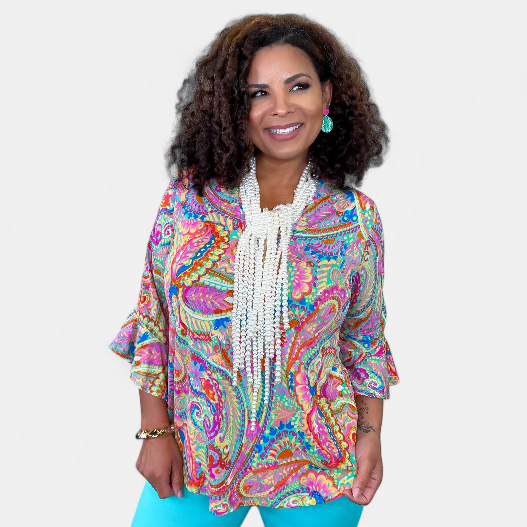 Mint Paisley Faith Bell Sleeve Top sold by ZZs product image thumbnail 3