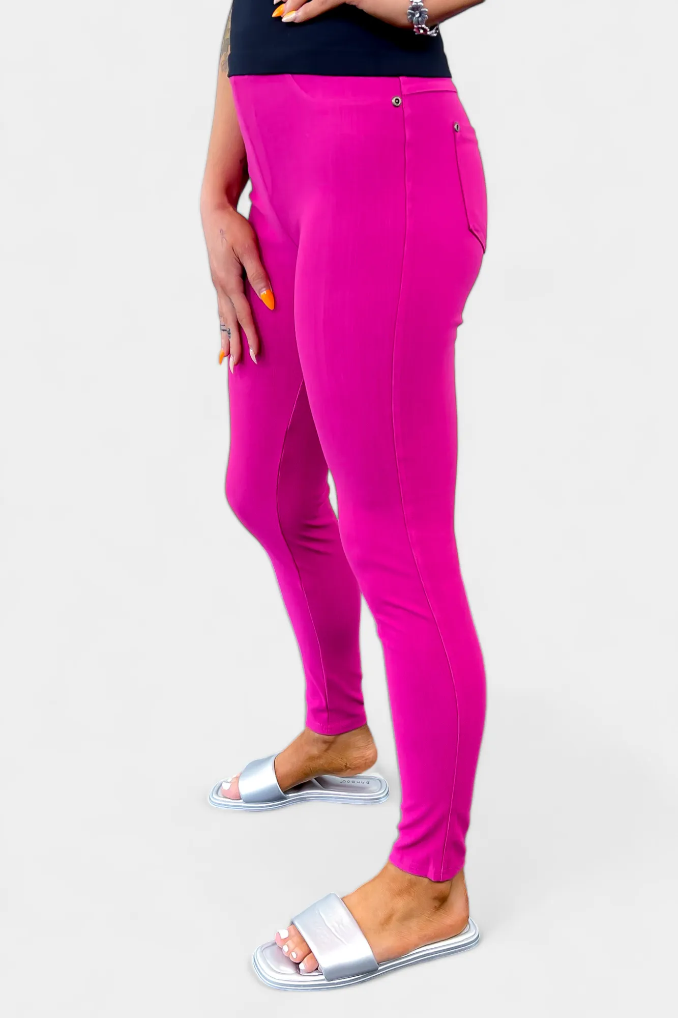 Fuchsia Denim Leggings sold by ZZs product image thumbnail 4