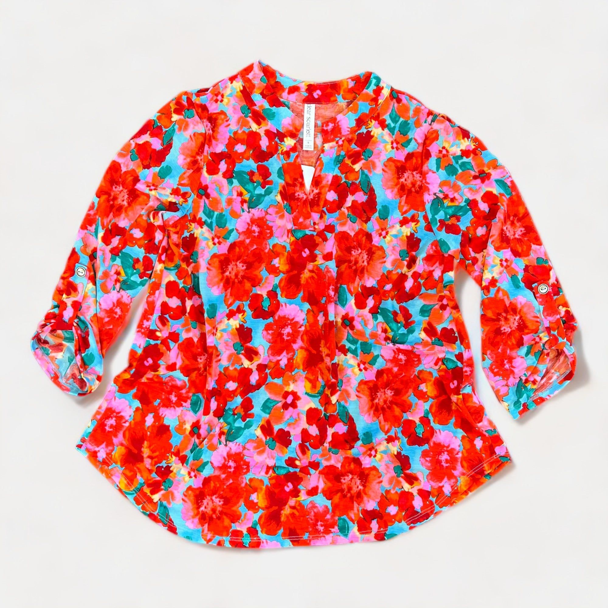 Red Multi Floral Lizzy Top sold by ZZs