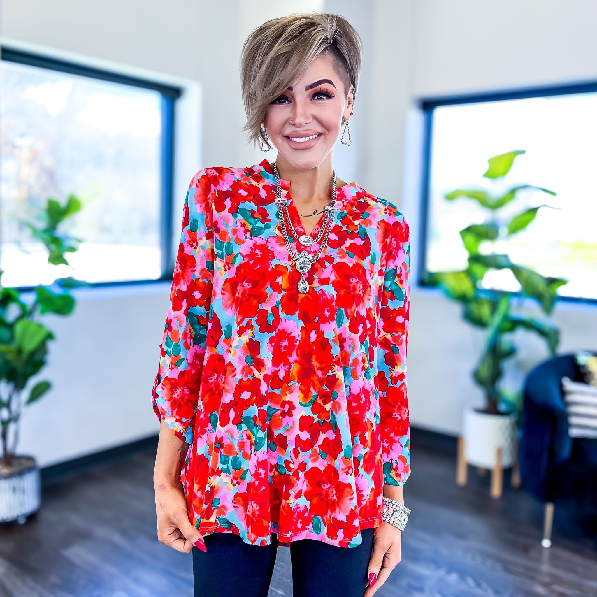 Red Multi Floral Lizzy Top sold by ZZs product image thumbnail 2