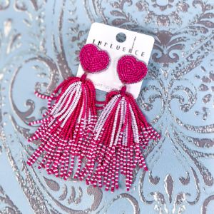 Pink Heart Seed Bead Earrings sold by ZZs