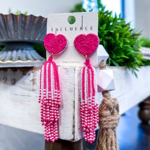 Pink Heart Seed Bead Earrings sold by ZZs