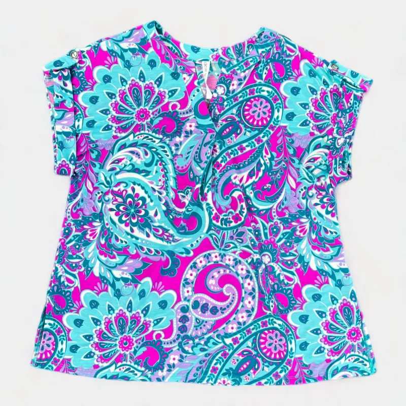 Magenta & Teal Lizzy Short Sleeve Top [NO RETURNS] sold by ZZs