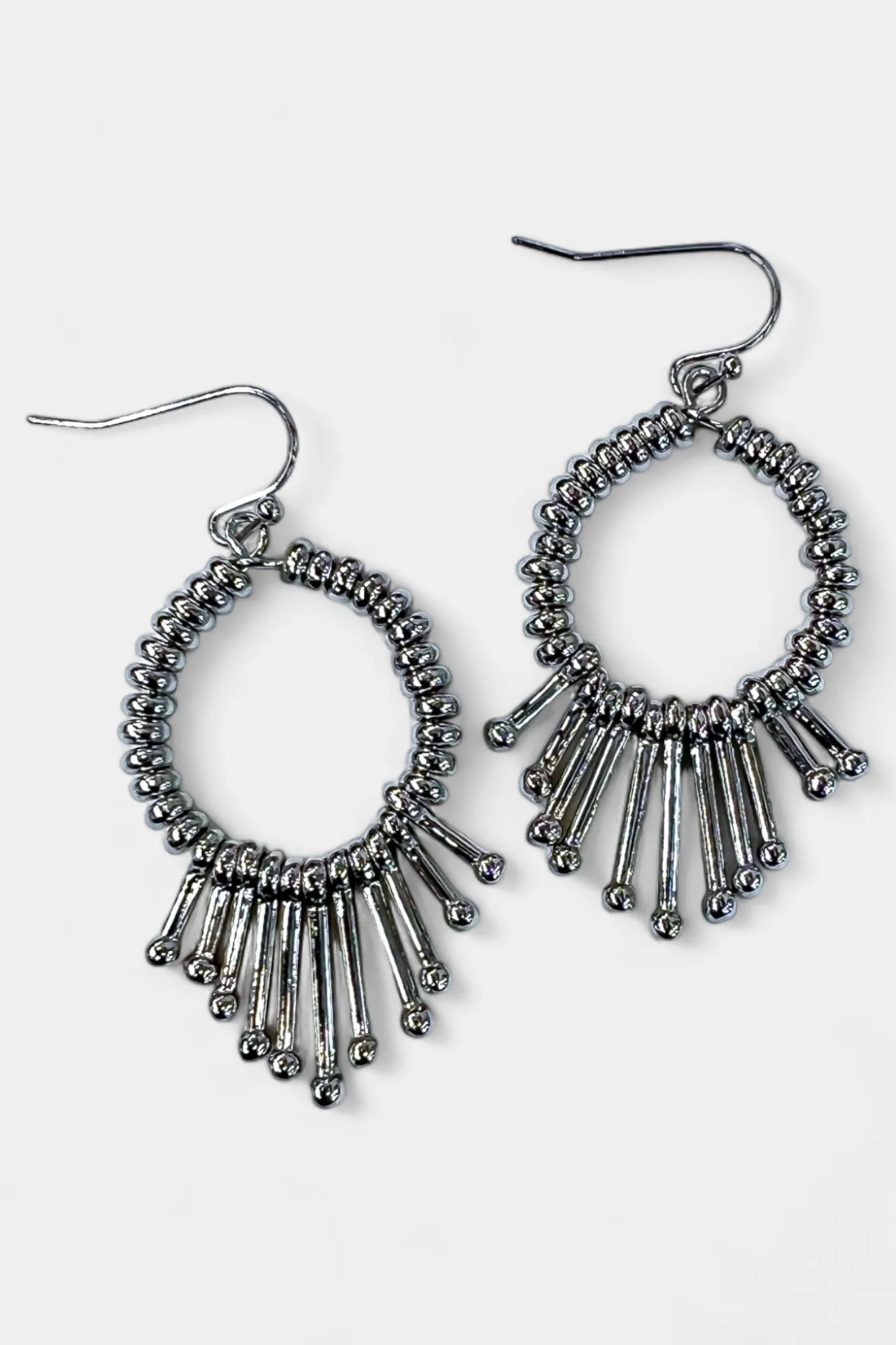 Silver Accent Bar Circle Earrings sold by ZZs