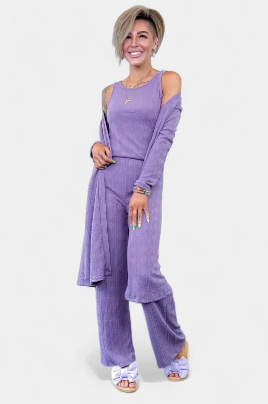 Purple Knit Cardigan Set sold by ZZs