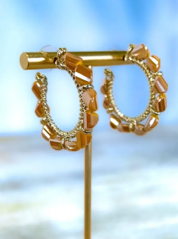 Yellow Beading Around Hoop Earrings [NO RETURNS] sold by ZZs