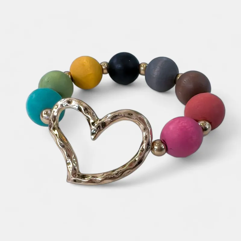 Multi Heart Wood Ball Bracelet sold by ZZs