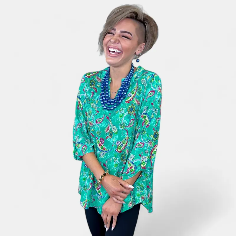 Emerald Paisley Lizzy Top sold by ZZs