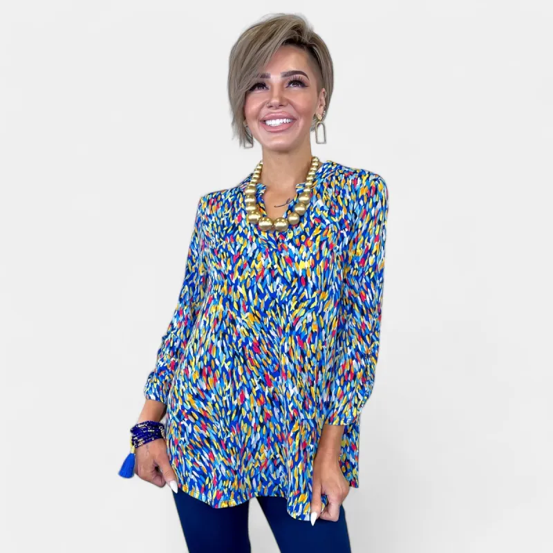 Royal Multi Abstract Lizzy Top sold by ZZs