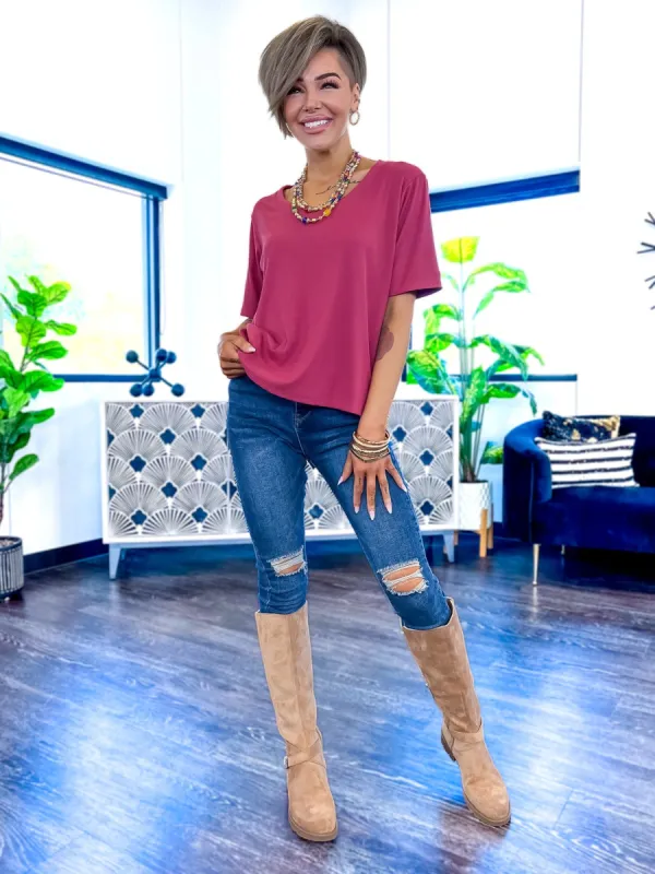 Burgundy Girlie Tee sold by ZZs