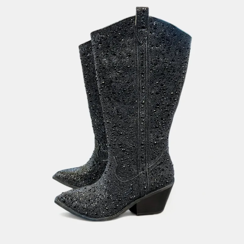 Black Wide Calf Glitzy Boots sold by ZZs