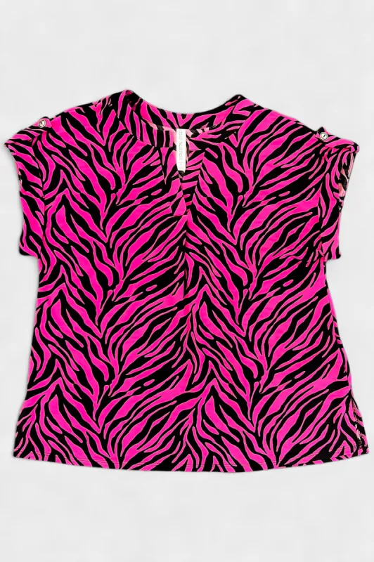 Black Pink Lizzy Short Sleeve Top sold by ZZs