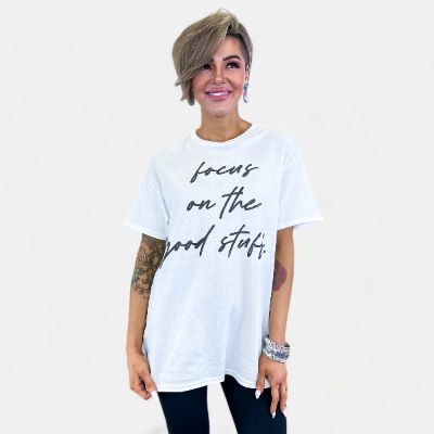 Focus on the Good Stuff Graphic Tee sold by ZZs