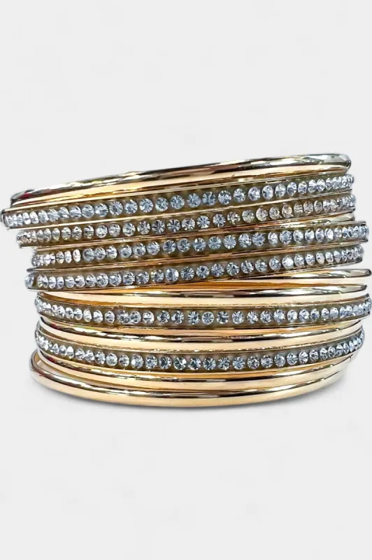Gold Rhinestone Metal Bangle Bracelets sold by ZZs