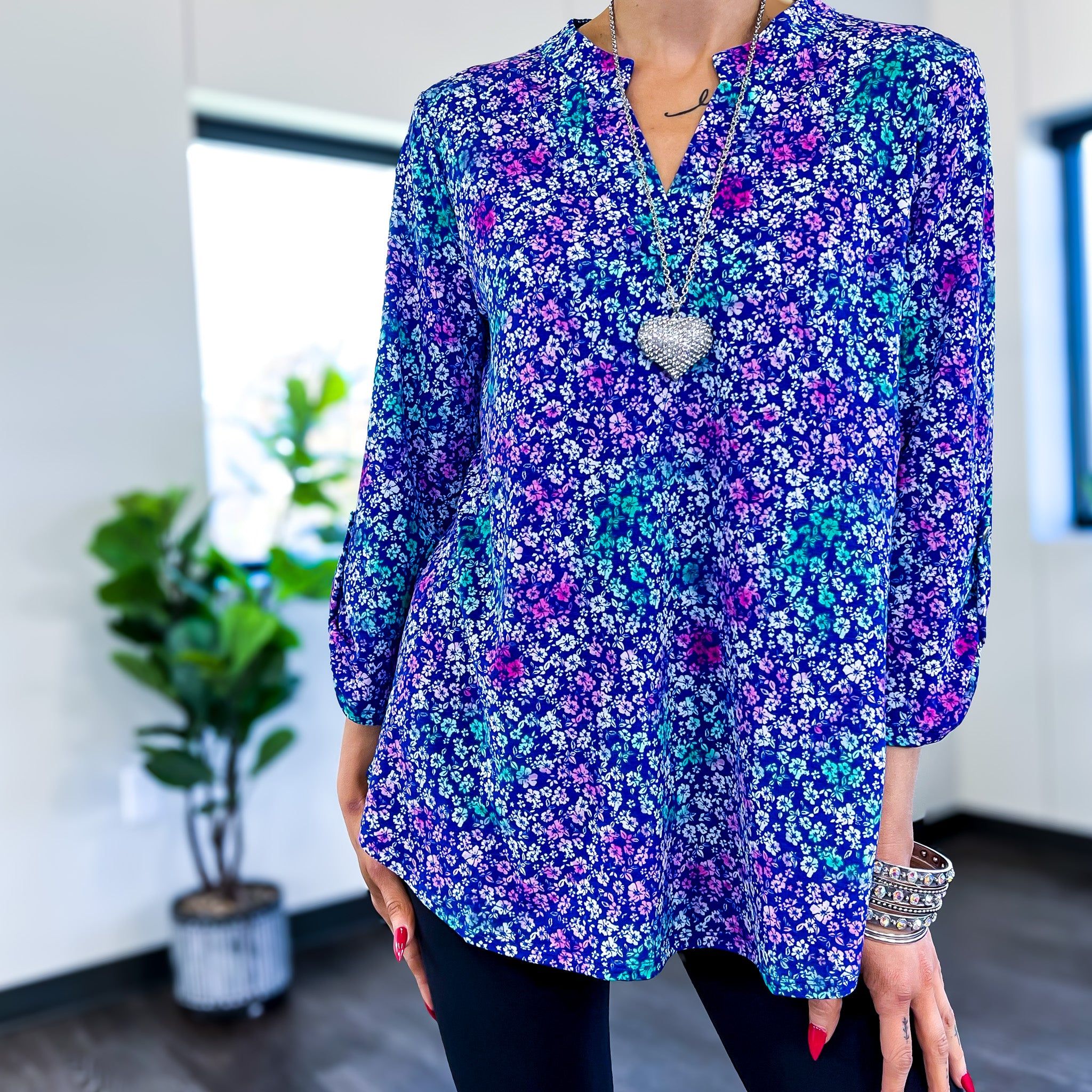 Blue Floral Lizzy Top sold by ZZs