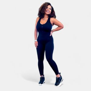 Black Zipper Ribbed Jumpsuit sold by ZZs
