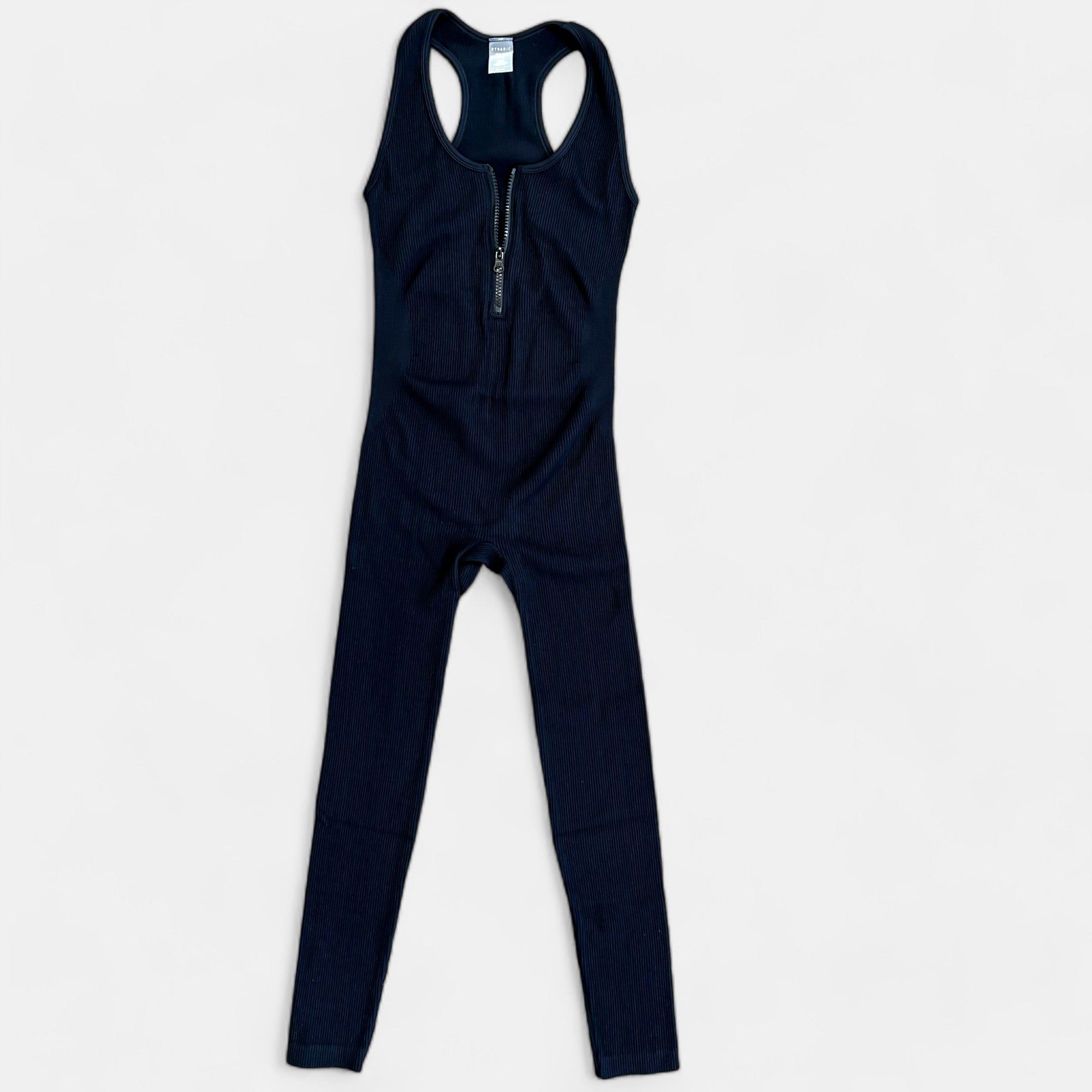 Black Zipper Ribbed Jumpsuit sold by ZZs