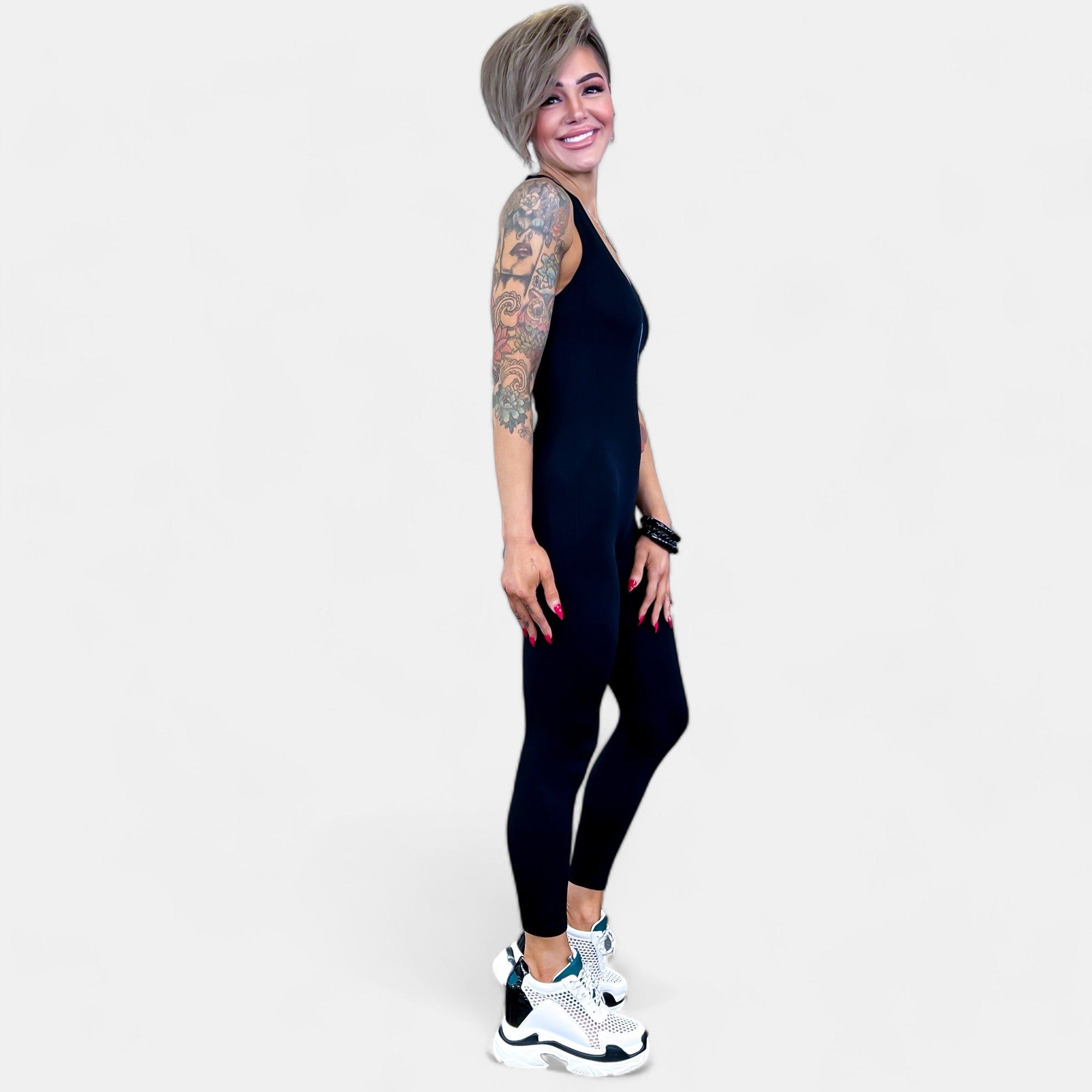 Black Zipper Ribbed Jumpsuit sold by ZZs product image thumbnail 5