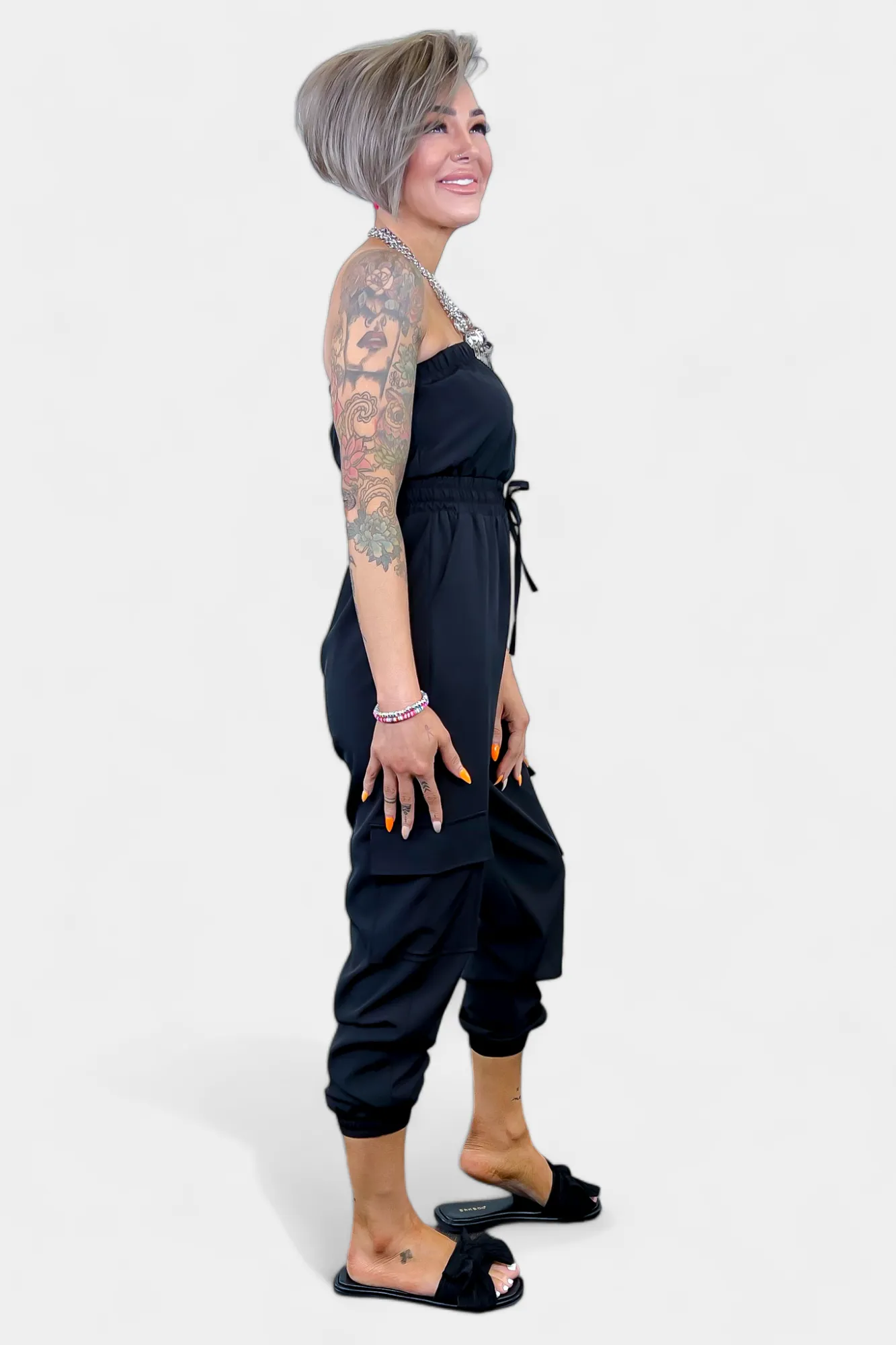 Black Strapless Jogger Jumpsuit sold by ZZs product image thumbnail 5