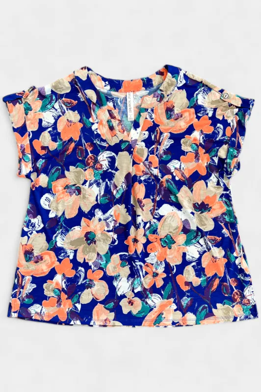 Royal Multi Lizzy Short Sleeve Top [NO RETURNS] sold by ZZs