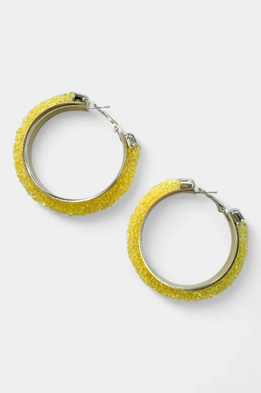 Gold & Yellow Rhinestone Crystal Hoop Earrings sold by ZZs