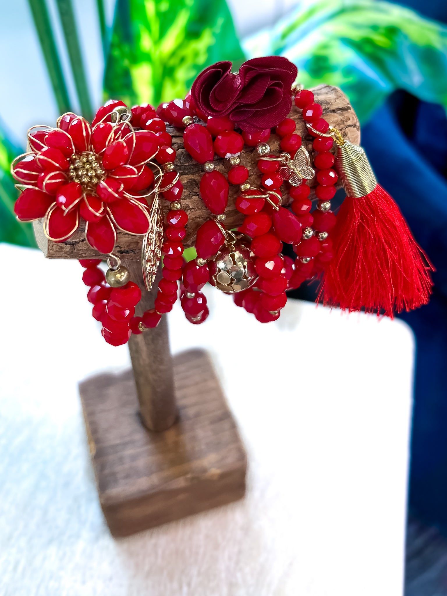 Flower Tassel Bracelets | Red sold by ZZs