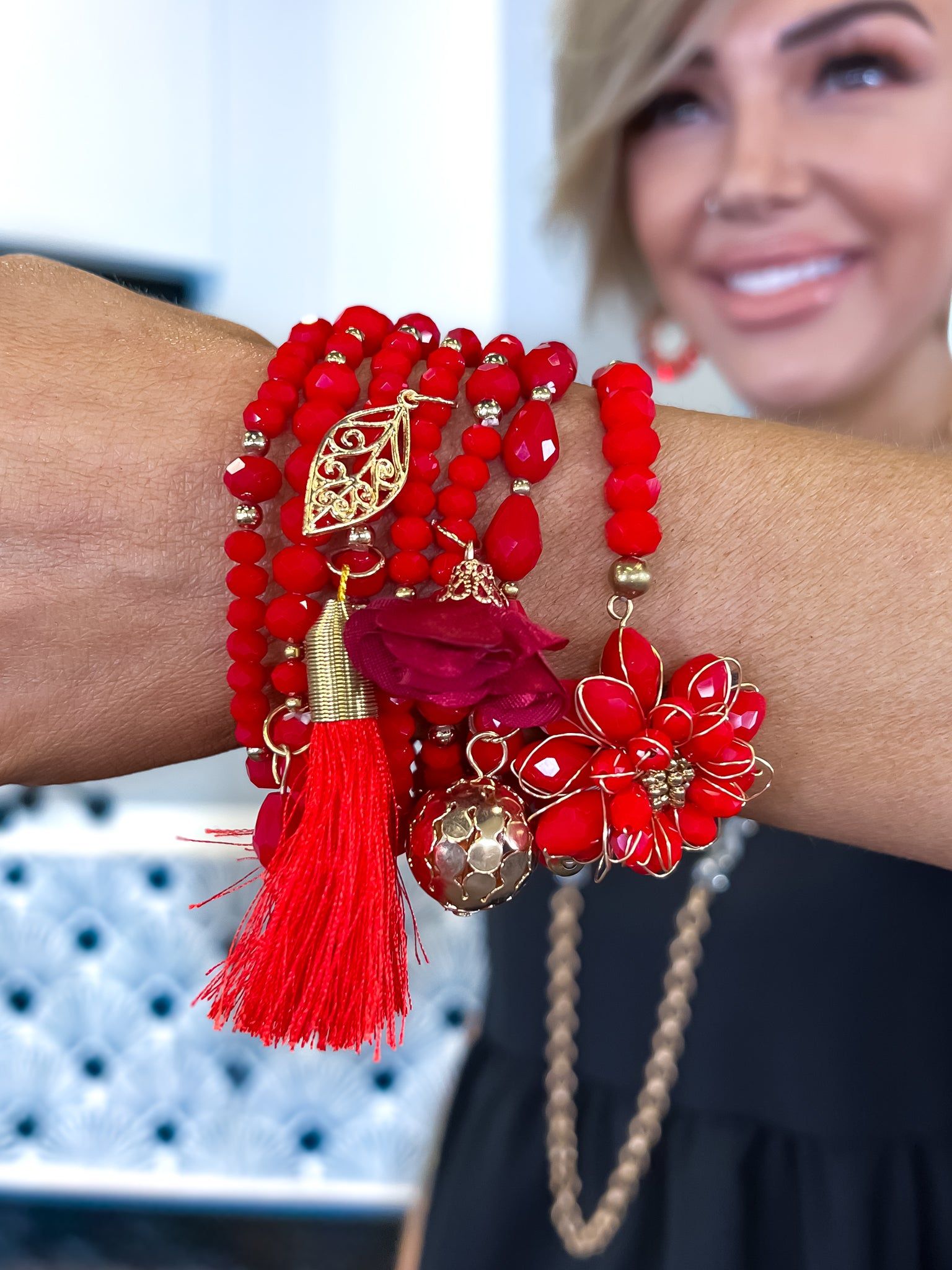 Flower Tassel Bracelets | Red sold by ZZs product image thumbnail 2