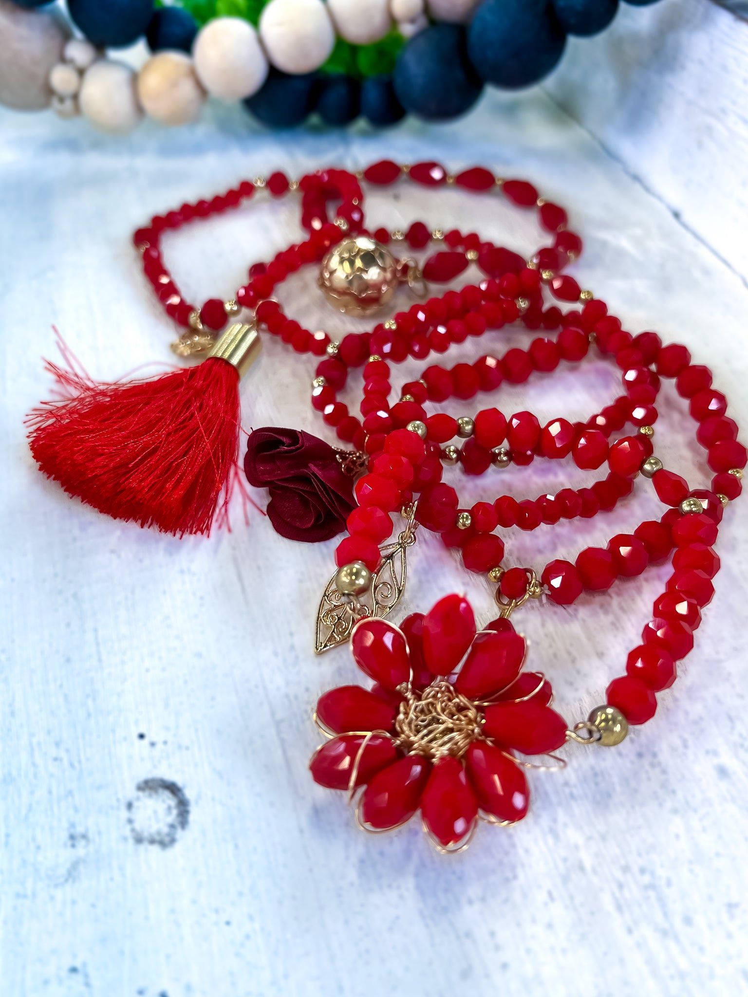 Flower Tassel Bracelets | Red sold by ZZs product image thumbnail 4