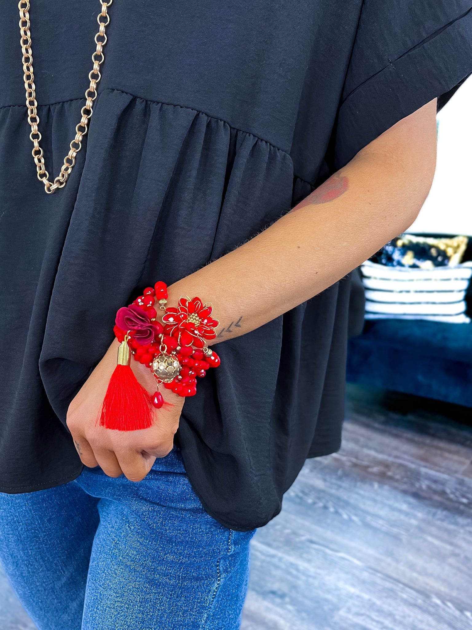 Flower Tassel Bracelets | Red sold by ZZs product image thumbnail 3