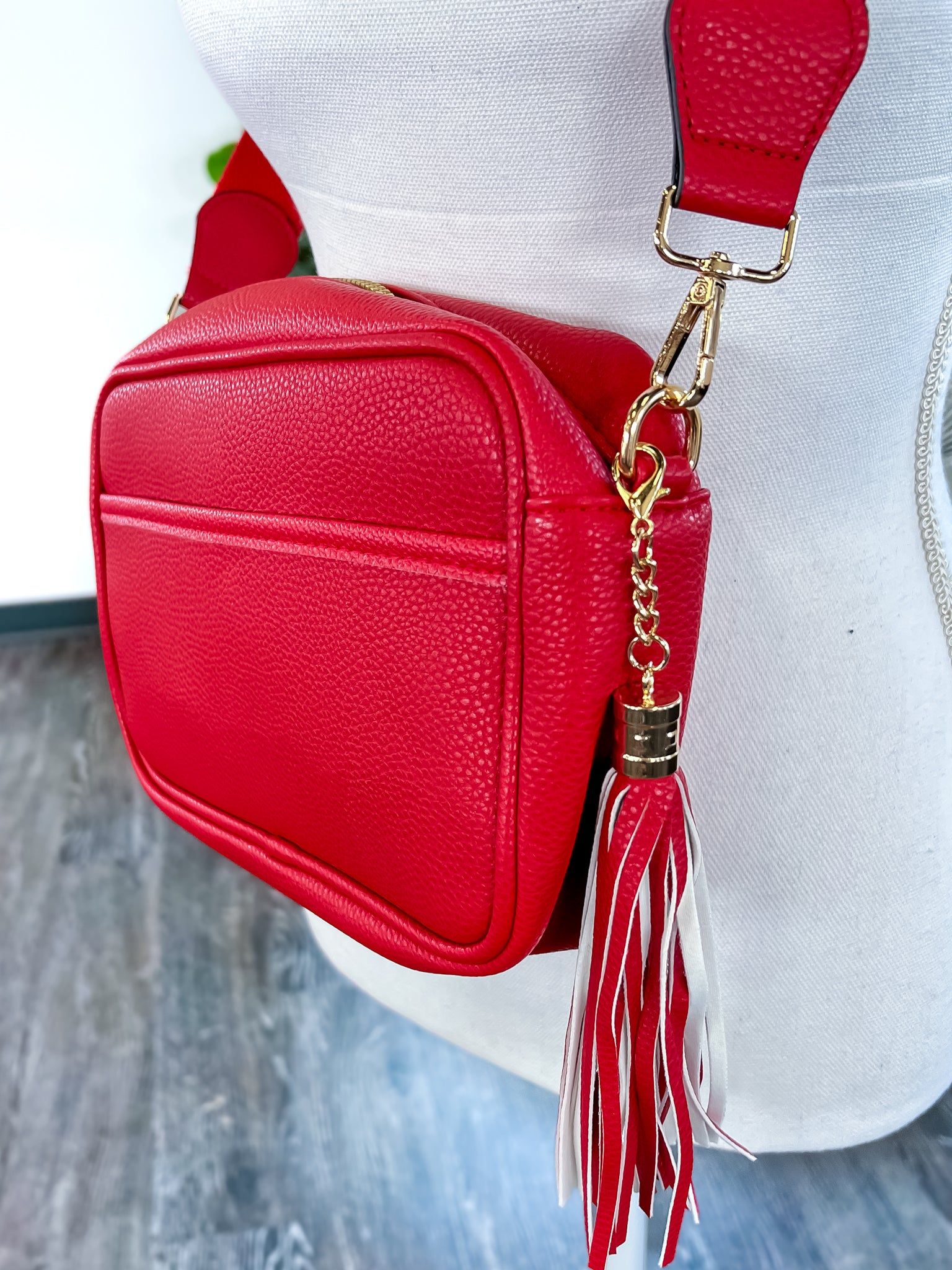 Red Faux Leather Crossbody Bag sold by ZZs product image thumbnail 3