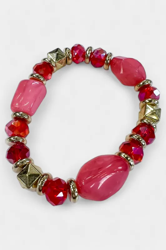 Red Beaded Stretch Bracelet sold by ZZs