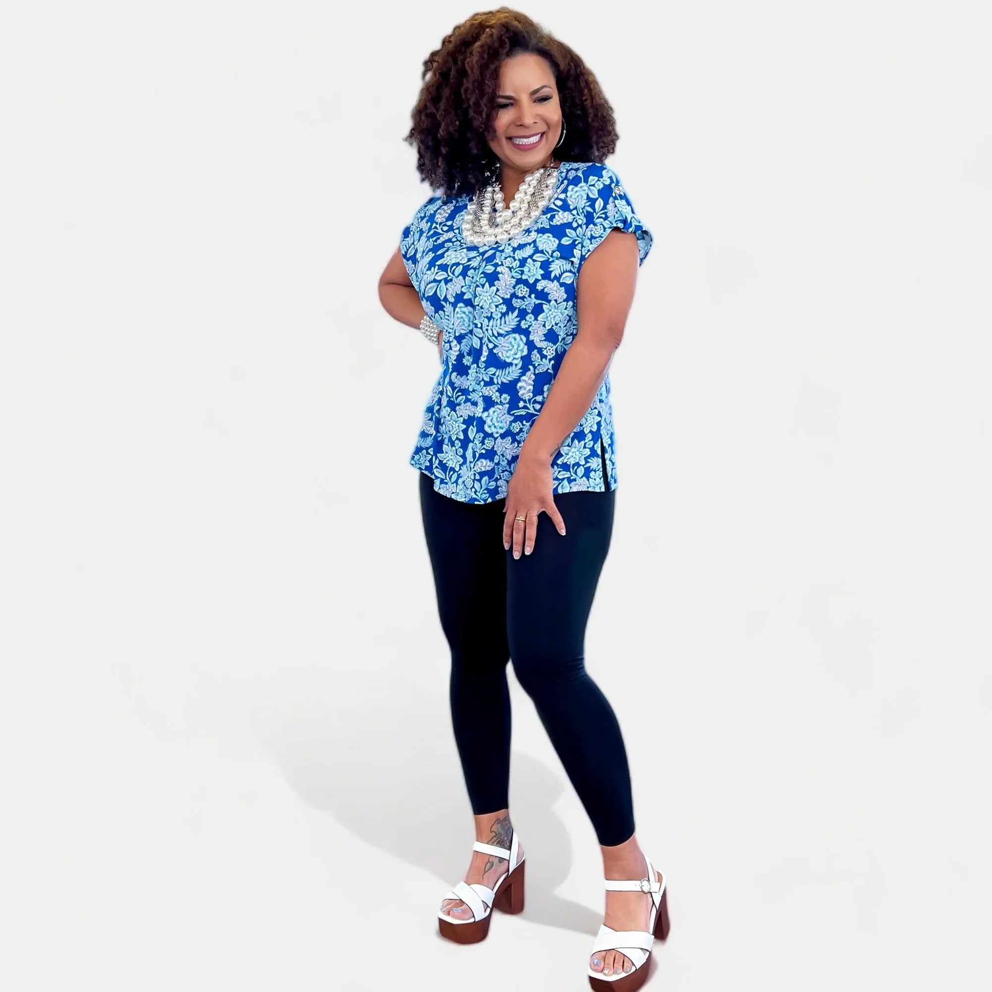 Royal Floral Lizzy Short Sleeve Top sold by ZZs product image thumbnail 5