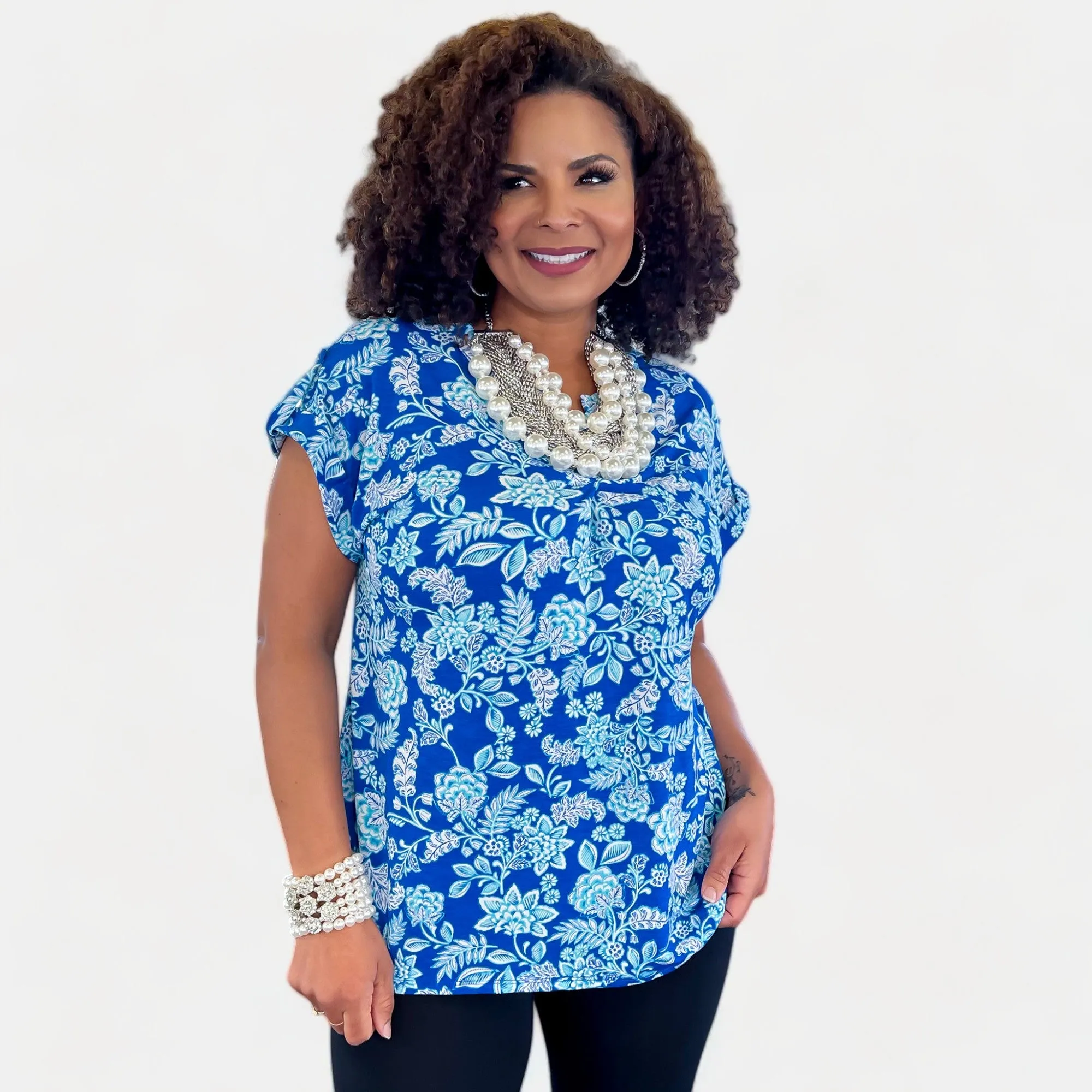 Royal Floral Lizzy Short Sleeve Top sold by ZZs product image thumbnail 3